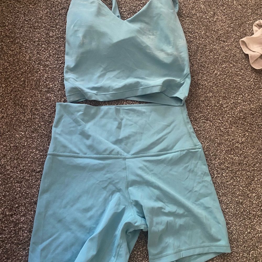Lululemon Athletica Teal Bike Shorts - Matching bra also for sale
